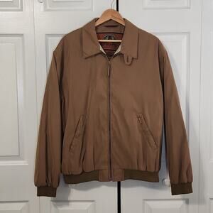 Vintage Weatherproof Men's Camel Colored Bomber Dress Coat Jacket Size XL Zip
